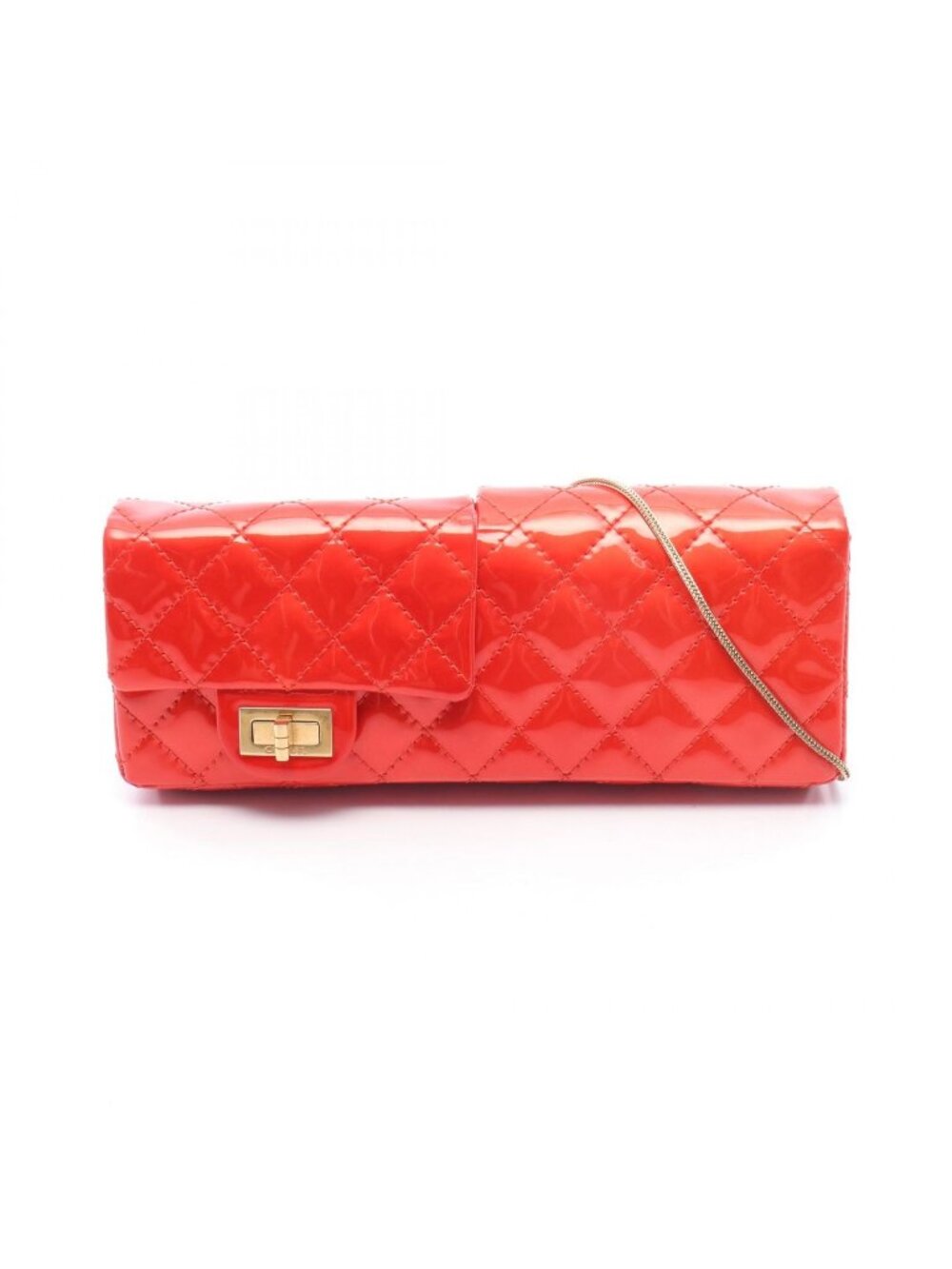Chanel Shoulder Bag 2.55 Quilted Clutch Red Patent Leather Chain - Picture 1 of 10